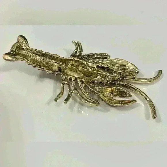 Oversized Lobster Brooch/Pin/Pendant With Pink Rhinestones - Picture 2 of 3